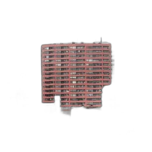 building, furniture, 3d render, red, modern, cityscape, featuring, sleek transparent PNG cut-out