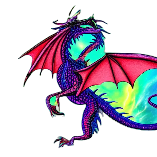 dragon, staff, fantasy art, pixel art, concept art, 3d render, colorful, neon transparent PNG cut-out