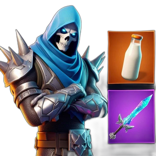 weapon, mask, sword, concept art, fantasy art, vaporwave, blue, dark transparent PNG cut-out