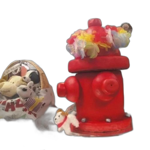 red, fire, hydrant, cake, flower, crown, top, sits transparent PNG cut-out