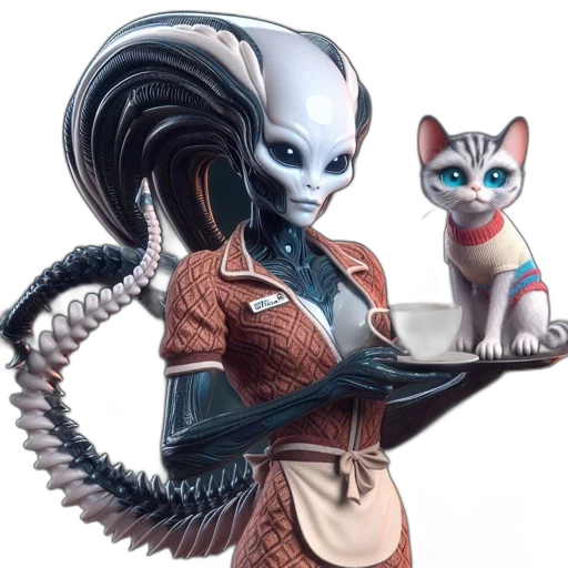 robot, staff, creature, concept art, fantasy art, comic book art, cyberpunk, outer space transparent PNG cut-out