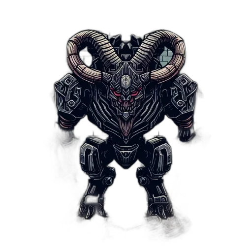 robot, creature, mask, weapon, concept art, fantasy art, pixel art, 3d render transparent PNG cut-out