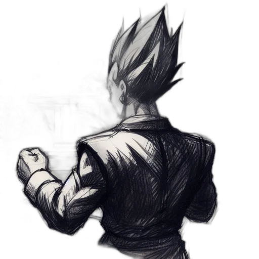 jacket, staff, sword, mask, concept art, fantasy art, comic book art, pencil sketch transparent PNG cut-out
