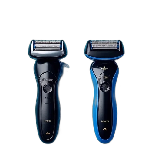 hair, two, electric, razors, displayed, side, against, blue transparent PNG cut-out