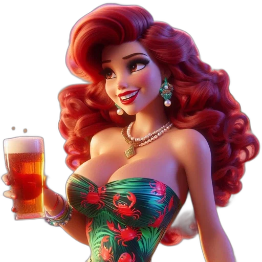 fantasy art, cartoon, photorealistic, 3d render, animated, character, red, hair transparent PNG cut-out