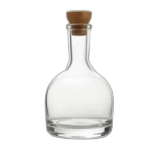 bottle, crown, dress, face, 3d render, photorealistic, clear, glass transparent PNG cut-out