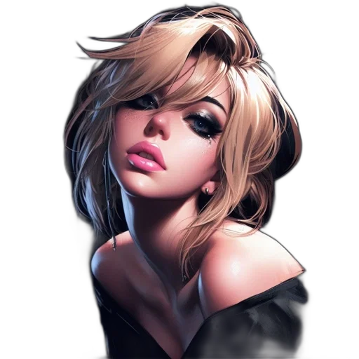 face, jacket, hair, photorealistic, comic book art, concept art, fantasy art, neon lights transparent PNG cut-out
