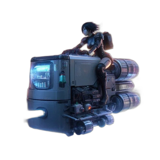robot, weapon, bottle, staff, 3d render, cyberpunk, concept art, photorealistic transparent PNG cut-out