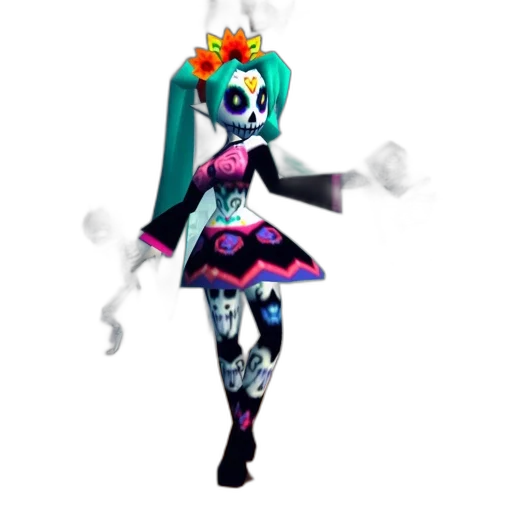 mask, staff, dress, robot, concept art, pixel art, 3d render, vaporwave transparent PNG cut-out