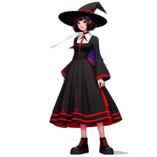 dress, staff, hat, concept art, pixel art, anime, fantasy art, dark transparent PNG cut-out