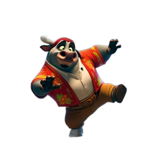 jacket, animal, creature, weapon, concept art, 3d render, bull-like, folk transparent PNG cut-out