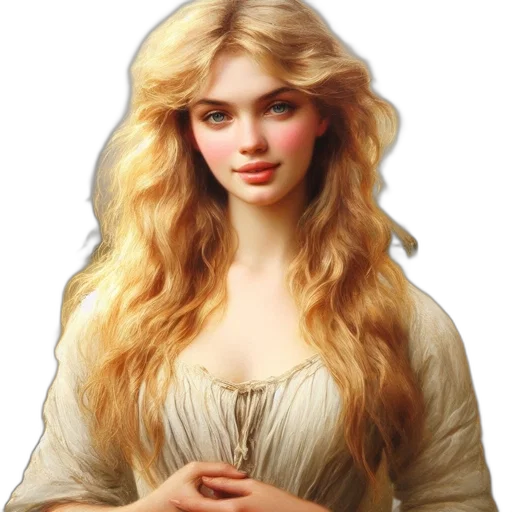dress, jewelry, hair, crown, fantasy art, photorealistic, oil painting, 3d render transparent PNG cut-out