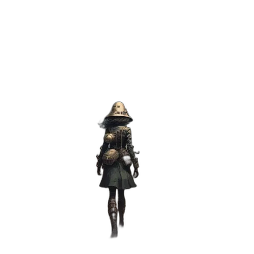 hat, staff, umbrella, jacket, concept art, 3d render, pixel art, fantasy art transparent PNG cut-out