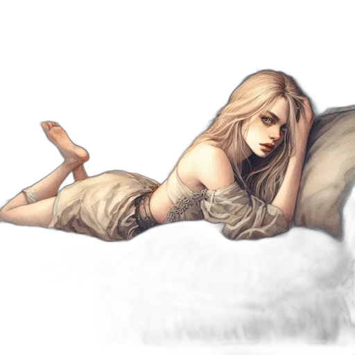 dragon, hair, dress, creature, fantasy art, concept art, watercolor, photorealistic transparent PNG cut-out