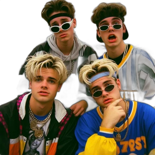 jacket, hair, crown, group, four, men, 1990s, attire transparent PNG cut-out