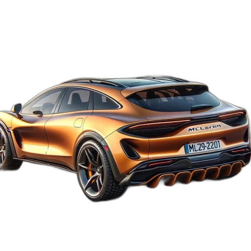 car, 3d render, concept art, photorealistic, mclaren, sports, metallic, orange transparent PNG cut-out