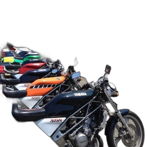 shoes, weapon, 3d render, row, yamaha, motorcycles, parked, lot transparent PNG cut-out