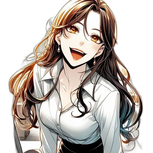 staff, face, dress, anime, cartoon, comic book art, pixel art, monochrome transparent PNG cut-out