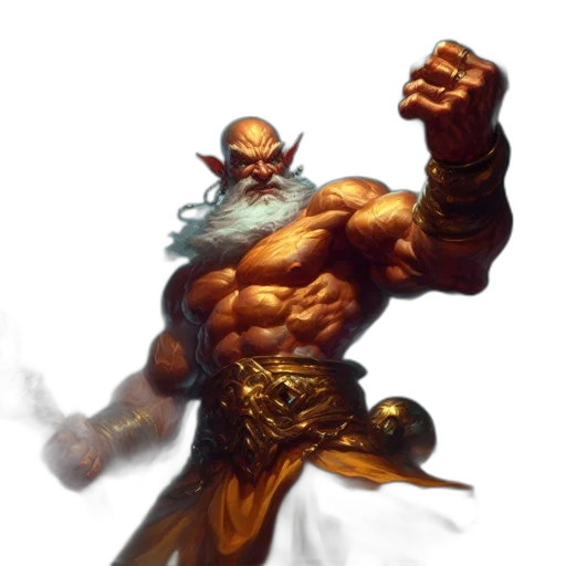 staff, concept art, fantasy art, photorealistic, comic book art, golden, bearded, muscular transparent PNG cut-out