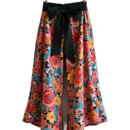 dress, dark, pair, colorful, floral, patterned, pants, black transparent PNG cut-out