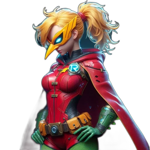 mask, jacket, concept art, comic book art, 3d render, fantasy art, red, animated transparent PNG cut-out