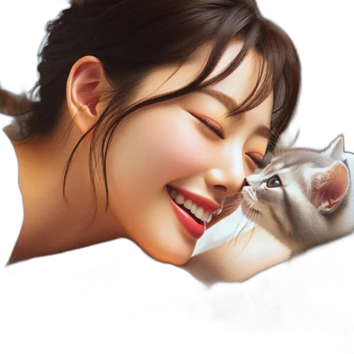 animal, face, photorealistic, oil painting, concept art, 3d render, young, woman transparent PNG cut-out