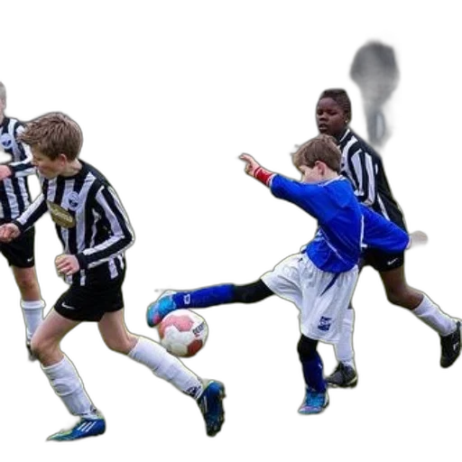 young, soccer, player, blue, jersey, black, shorts, attempts transparent PNG cut-out