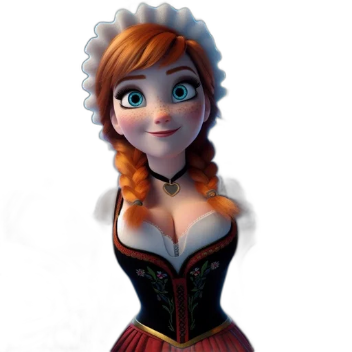 dress, crown, face, staff, 3d render, fantasy art, concept art, cartoon transparent PNG cut-out