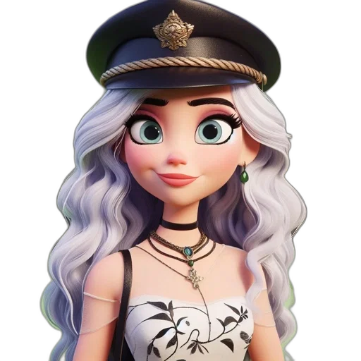 staff, face, dress, hat, cartoon, 3d render, concept art, fantasy art transparent PNG cut-out