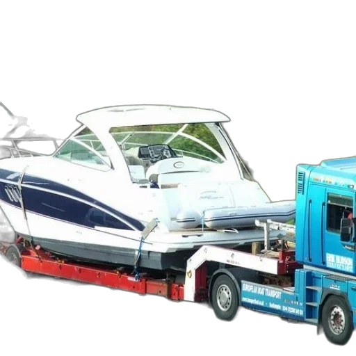 boat, being, transported, back, truck transparent PNG cut-out