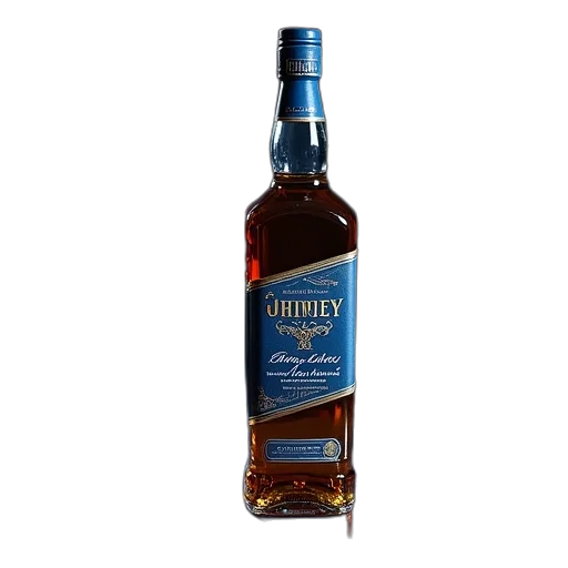 bottle, 3d render, johnnie, blue transparent PNG cut-out