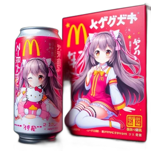 food, bottle, vaporwave, cyberpunk, concept art, anime, mcdonald, promotional transparent PNG cut-out