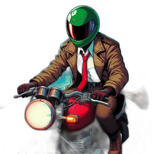 jacket, robot, mask, concept art, comic book art, pixel art, photorealistic, green transparent PNG cut-out