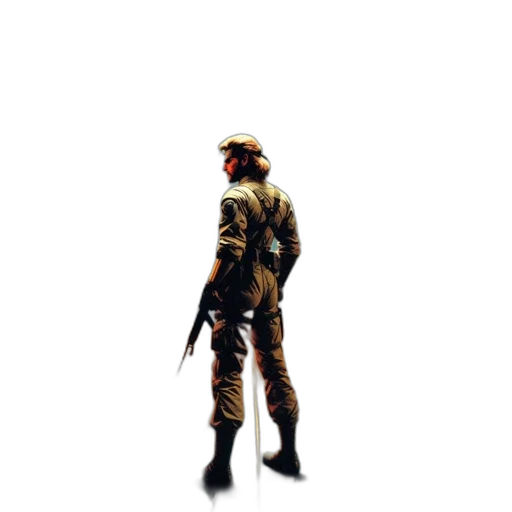 staff, weapon, jacket, hat, pixel art, concept art, 3d render, photorealistic transparent PNG cut-out