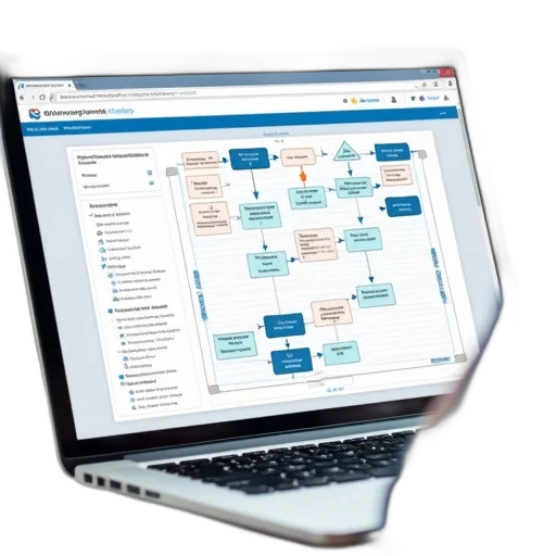 detailed, flowchart, various, stages, tasks, displayed, computer, screen transparent PNG cut-out