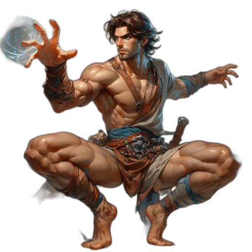sword, fantasy art, concept art, pixel art, comic book art, muscular, male, character transparent PNG cut-out