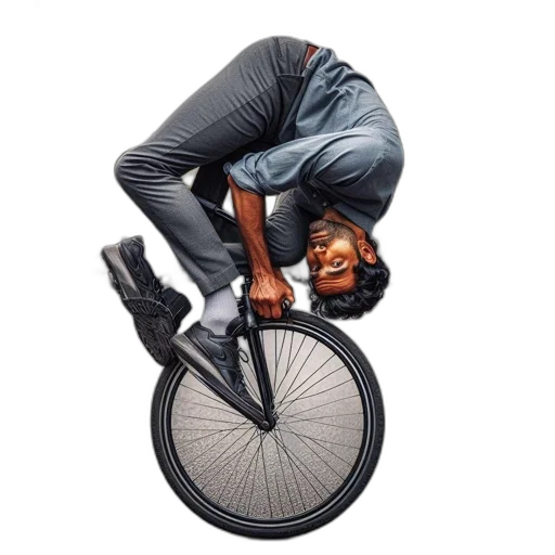 concept art, photorealistic, man, performing, bicycle, trick, city, street transparent PNG cut-out