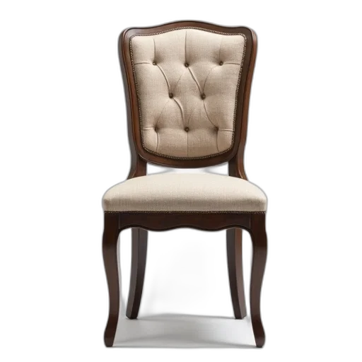 furniture, 3d render, wooden, dining, chair, tufted, backrest, seat transparent PNG cut-out