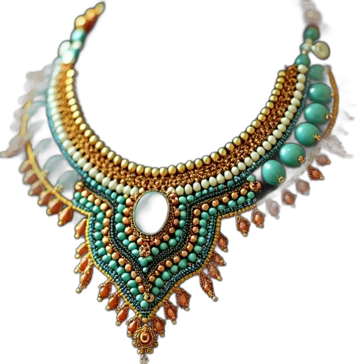 jewelry, crown, close-up, view, colorful, ornate, necklace, intricate transparent PNG cut-out