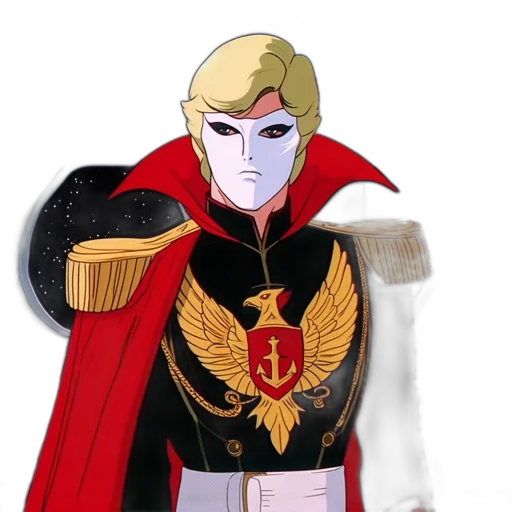 crown, staff, jacket, mask, concept art, anime, cartoon, fantasy art transparent PNG cut-out