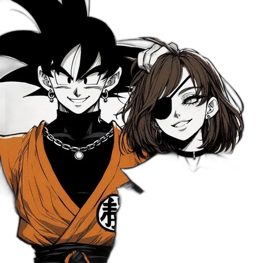 comic book art, anime, concept art, cartoon, dark, monochrome, two, distinctive transparent PNG cut-out