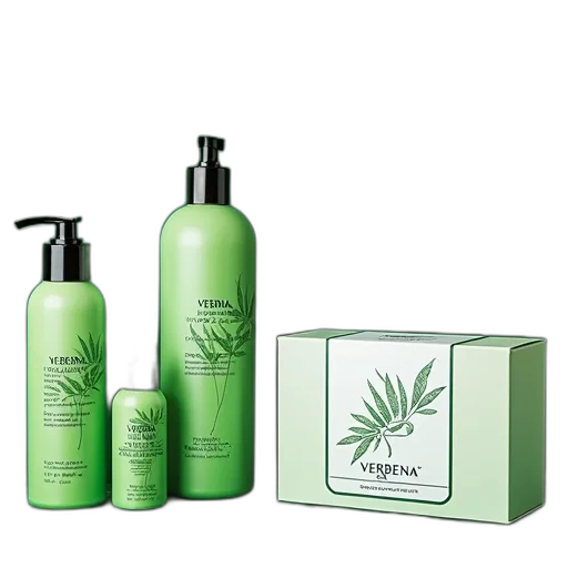 set, four, bottles, green-colored, body, care, products, each transparent PNG cut-out