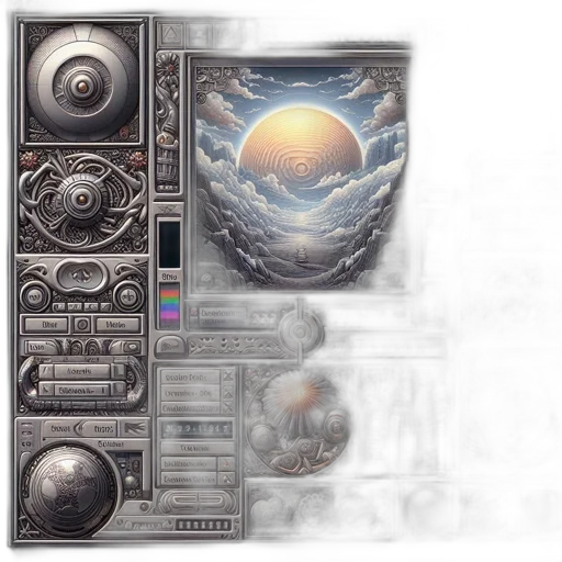 robot, concept art, fantasy art, photorealistic, vaporwave, outer space, elaborate, retro-futuristic transparent PNG cut-out