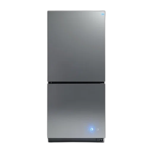 robot, 3d render, sleek, modern, stainless, steel, refrigerator, flat transparent PNG cut-out