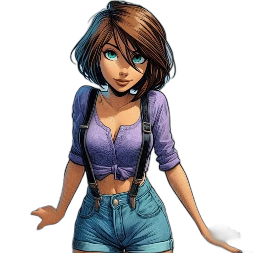 dress, jacket, staff, face, concept art, comic book art, fantasy art, cartoon transparent PNG cut-out