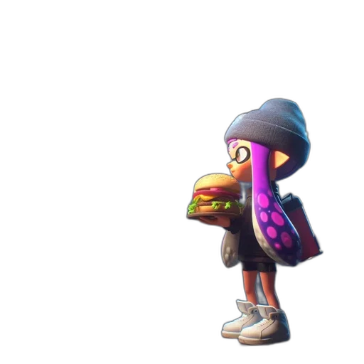 hat, jacket, weapon, creature, 3d render, concept art, pixel art, vaporwave transparent PNG cut-out