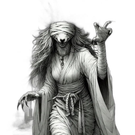 mask, staff, creature, face, concept art, fantasy art, comic book art, pencil sketch transparent PNG cut-out