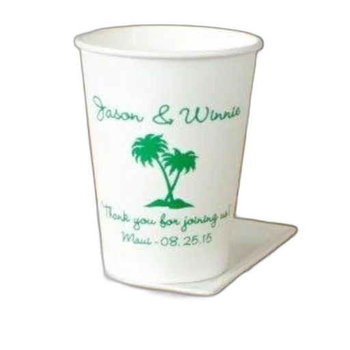two, personalized, paper, cups, palm, trees, names, jason transparent PNG cut-out