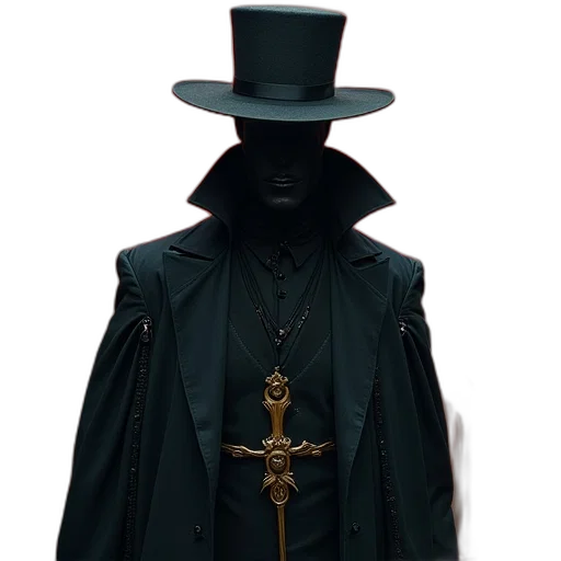 jacket, hat, staff, concept art transparent PNG cut-out