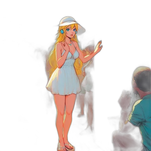 dress, staff, hat, concept art, anime, cartoon, fantasy art, fog transparent PNG cut-out